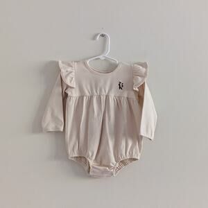 Karibou Milana Winged Cotton Playsuit Sz 1 Year Almond Cream